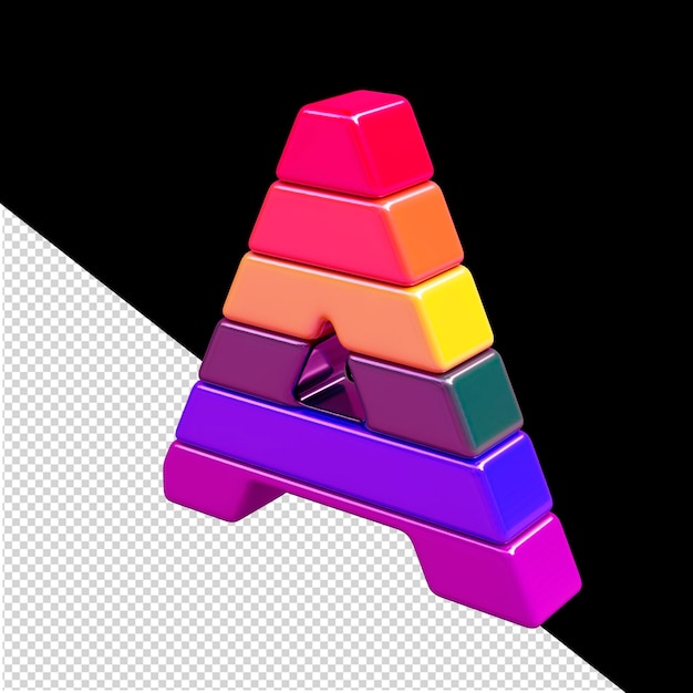 Símbolo de color 3d hecho de bloques horizontales letra a