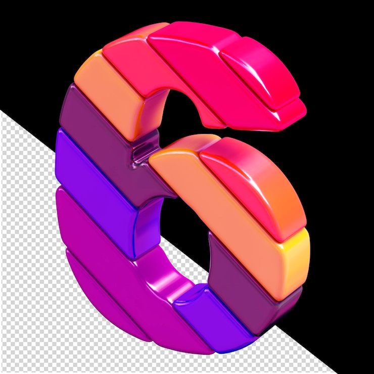 PSD símbolo de color hecho de bloques diagonales número 6