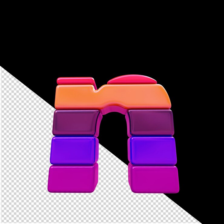 PSD símbolo de color hecho de bloques horizontales letra n