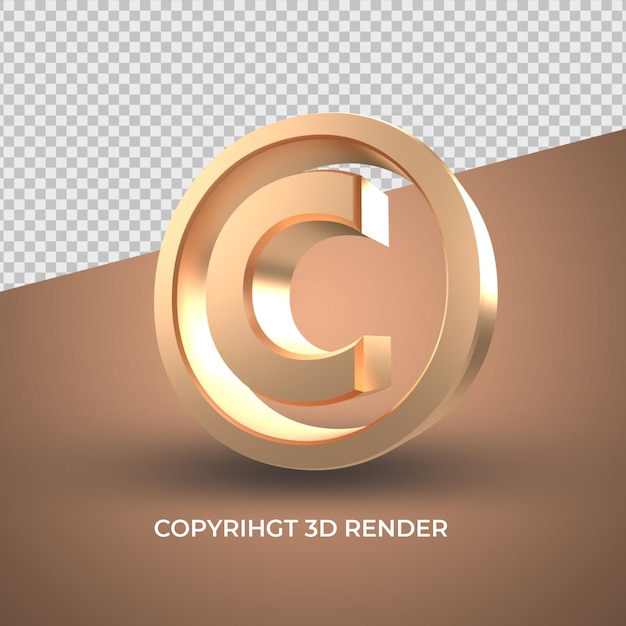 símbolo de copyright 3d oro