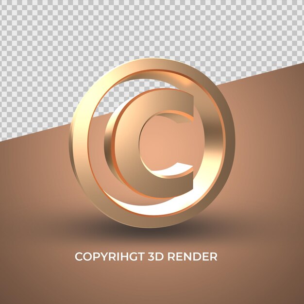 símbolo de copyright 3d oro