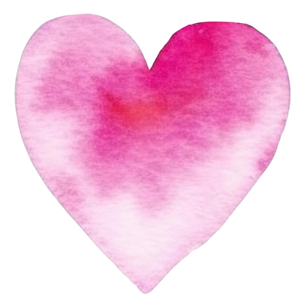 Símbolo de corazón pintado en acuarela, elemento de diseño dibujado a mano aislado sobre un fondo transparente