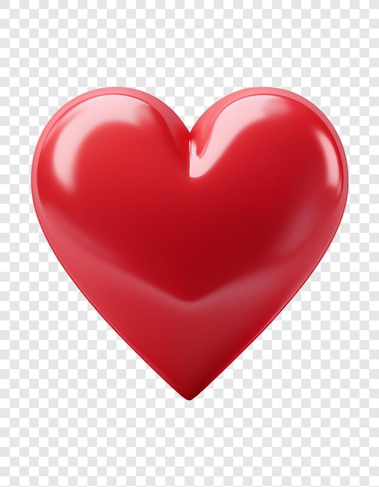Símbolo de corazón rojo brillante Una representación en 3D de un corazón brillante