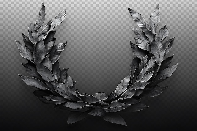 Símbolo de la corona de laurel en 3D en blanco y negro