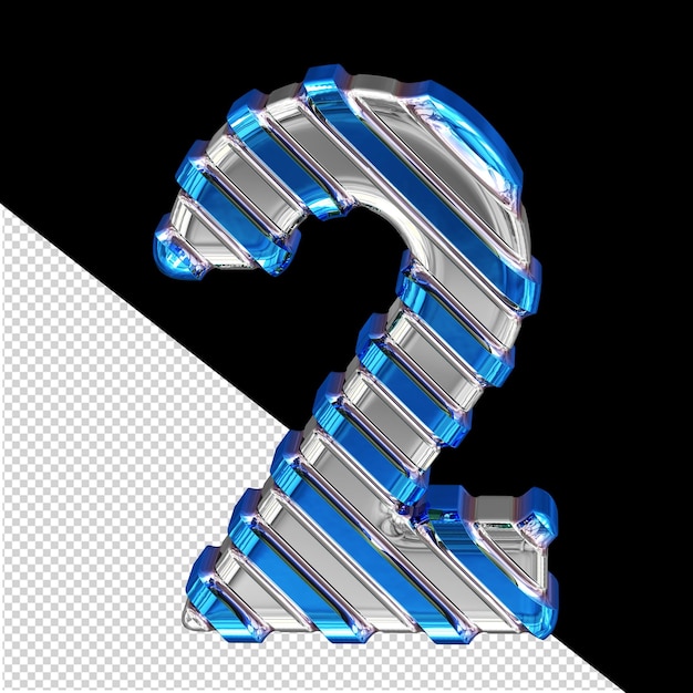 Simbolo d'argento con cinghie diagonali blu numero 2