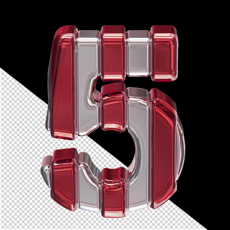 PSD simbolo d'argento con cinghie rosse numero 5
