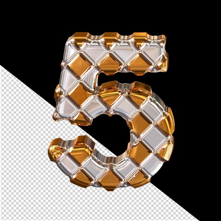 PSD simbolo d'oro con rombi d'argento numero 5