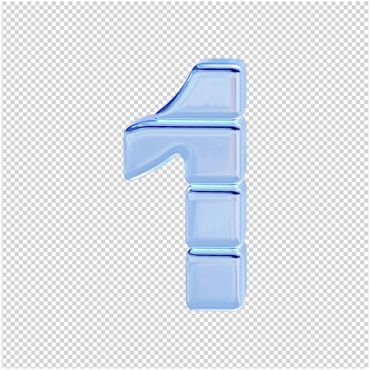 PSD símbolo da coleção de gelo. 3d número 1