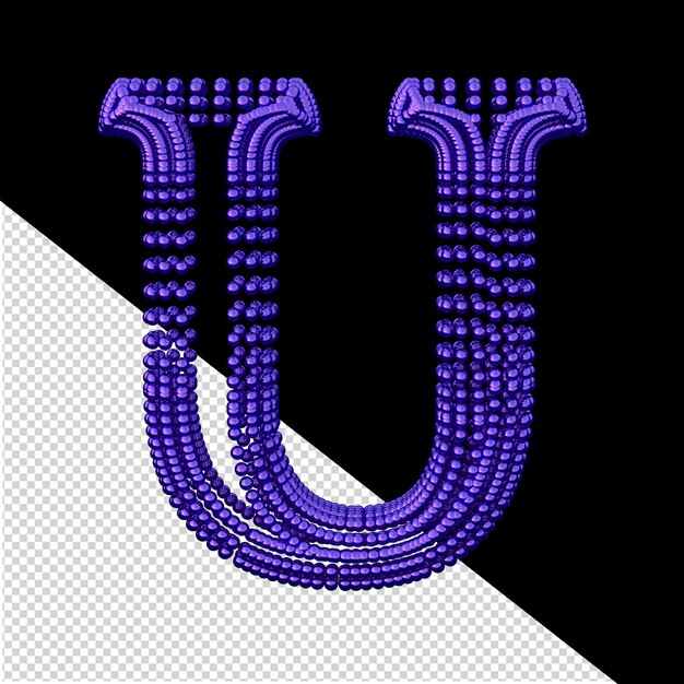 Símbolo da pequena letra u roxa escura das esferas 3d