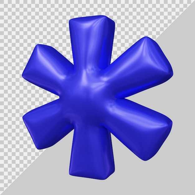 Símbolo de asterisco em renderização 3d