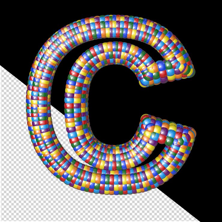 PSD símbolo de balões coloridos letra c