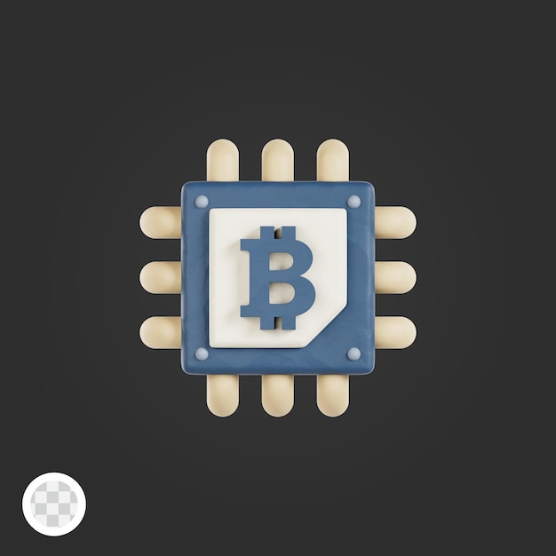 Símbolo de bitcoin no chip da CPU