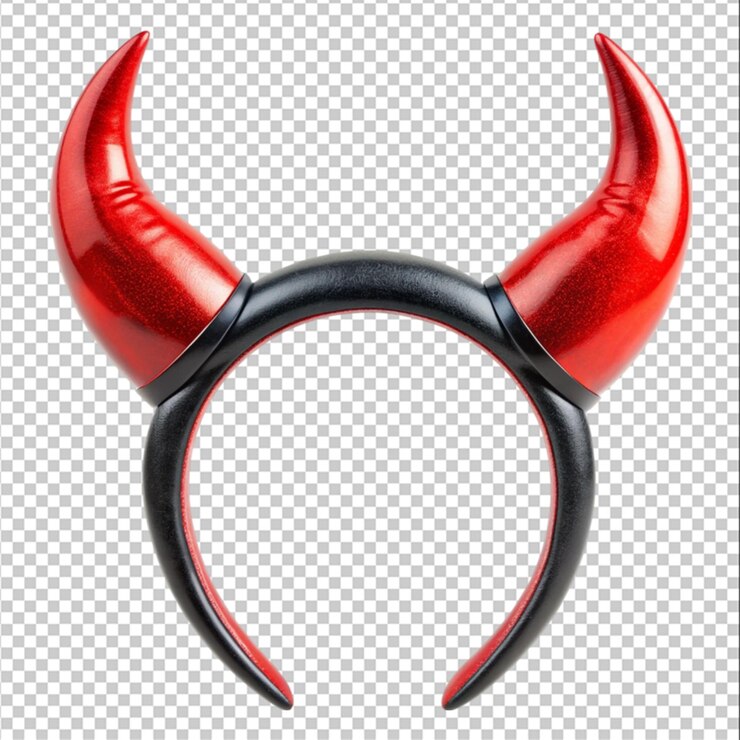 PSD símbolo de chifres de diabo vermelho com um design de forma curva halloween malvado fantasia conceito assustador isolado em fundo branco