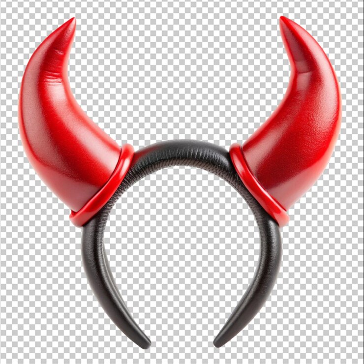 PSD símbolo de chifres de diabo vermelho com um design de forma curva halloween malvado fantasia conceito assustador isolado em fundo branco