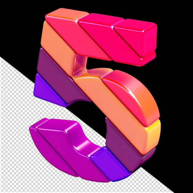 Símbolo de cor feito de blocos diagonais número 5