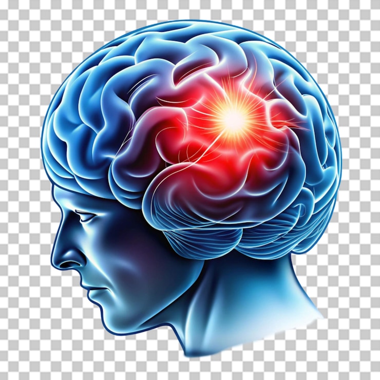 PSD símbolo de dor cerebral humana imagem vetorial de dor cerebral em fundo transparente