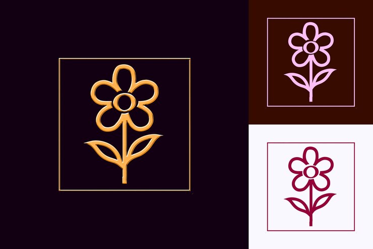 PSD símbolo de flor de ícone do cosmos com uma flor de borda ondulada com um l inspirado na natureza desenhos vetoriais únicos