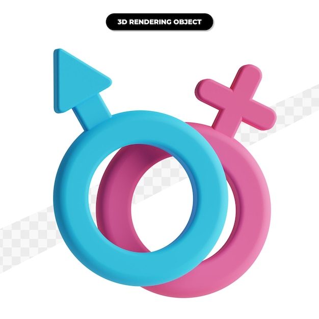 PSD símbolo de gênero homem e mulher 3d render ilustração