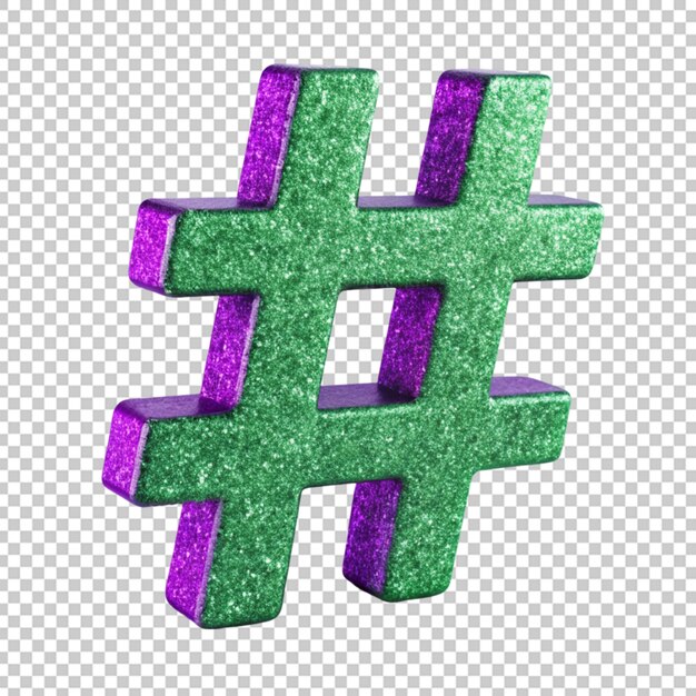 PSD símbolo de hashtag de brilho 3d