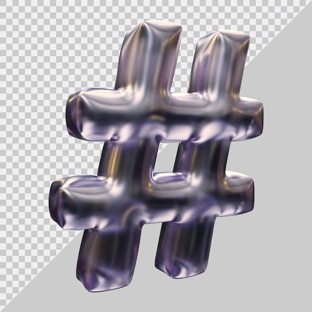 Símbolo de hashtag em renderização 3d