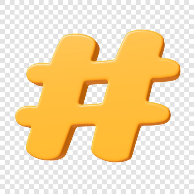 PSD símbolo de hashtag psd 3d em fundo transparente