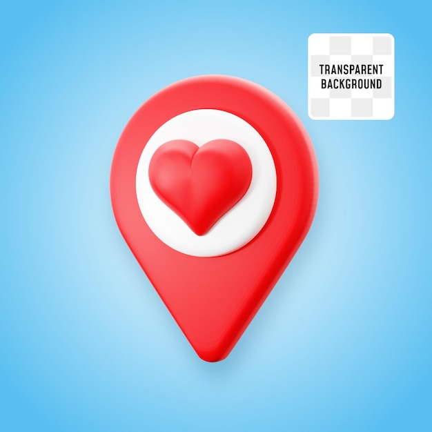 símbolo de lareira de amor com pin mapa de localização quadro para relacionamento localizador ponto ícone 3D ilustração render design
