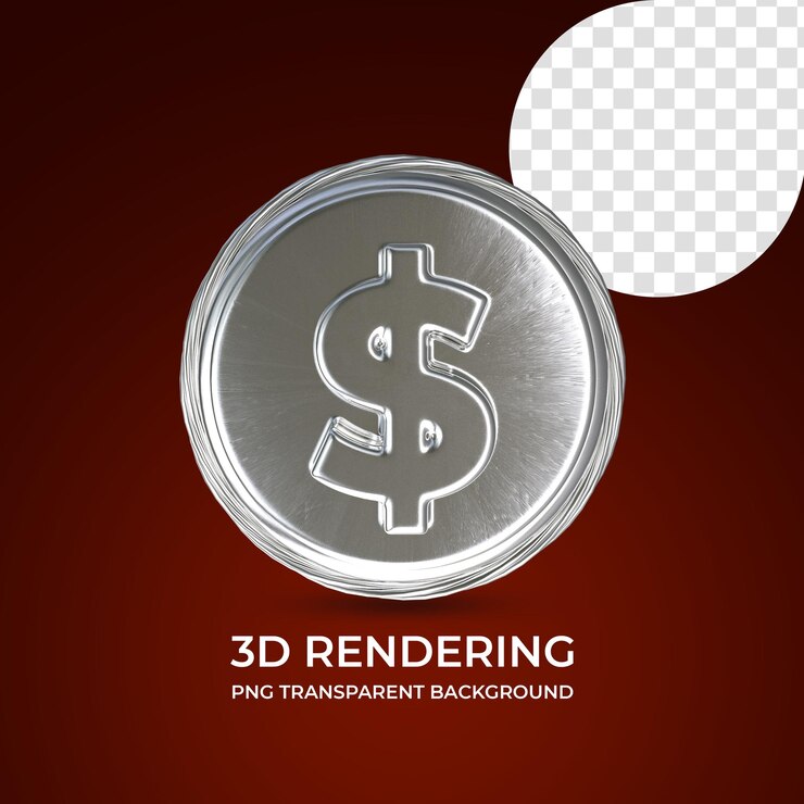 PSD símbolo de moeda do dólar renderização 3d isolado fundo transparente