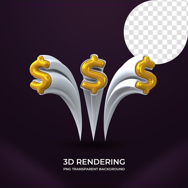 PSD símbolo de moeda do dólar renderização em 3d