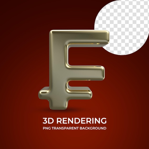 Símbolo de moeda franco renderização 3d isolado fundo transparente