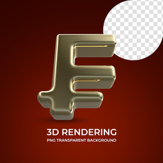 Símbolo de moeda franco renderização 3d isolado fundo transparente