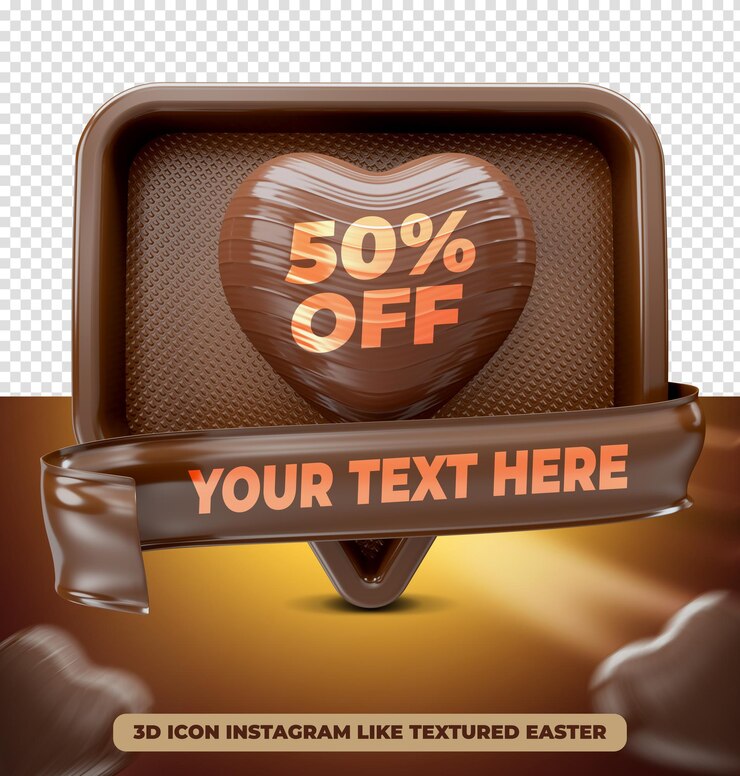 PSD símbolo de páscoa 3d com coração e texto editável