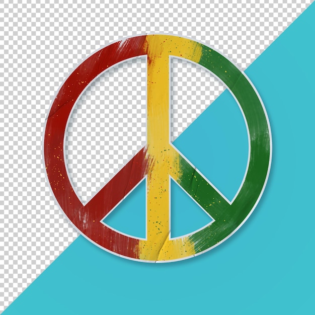 Símbolo de paz rasta com pinceladas coloridas