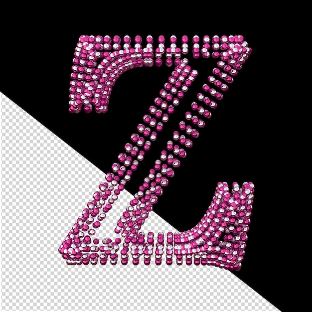 PSD símbolo de pequenas esferas prateadas e roxas letra z