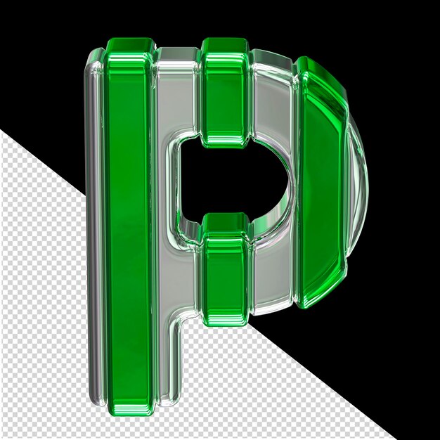 PSD símbolo de prata com letra p verde