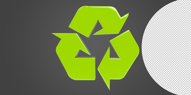 PSD símbolo de reciclagem de renderização 3d com fundo transparente