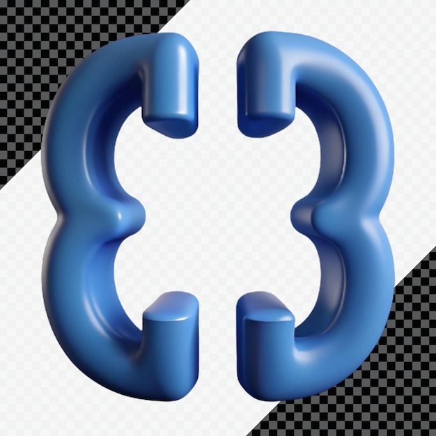 Símbolo de suporte 3D azul isolado em fundo transparente