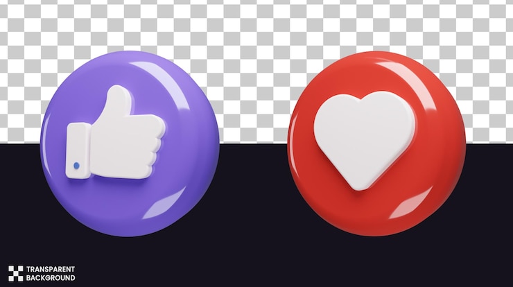 PSD simbolo di amore e simile impostato nel rendering 3d