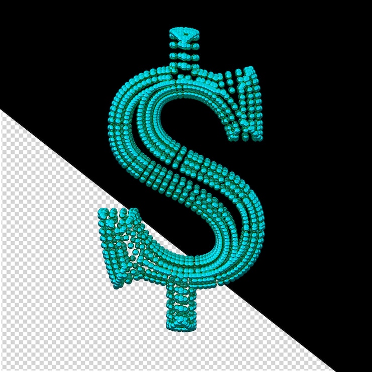 PSD simbolo di piccole sfere turchesi 3d