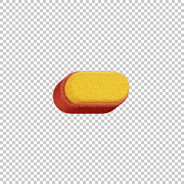 Simbolo di sottrazione 3D per la composizione del carnevale giallo con contorno rosso sul retro trasparente