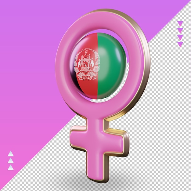 Símbolo del día de la mujer 3d bandera de afganistán representación vista derecha