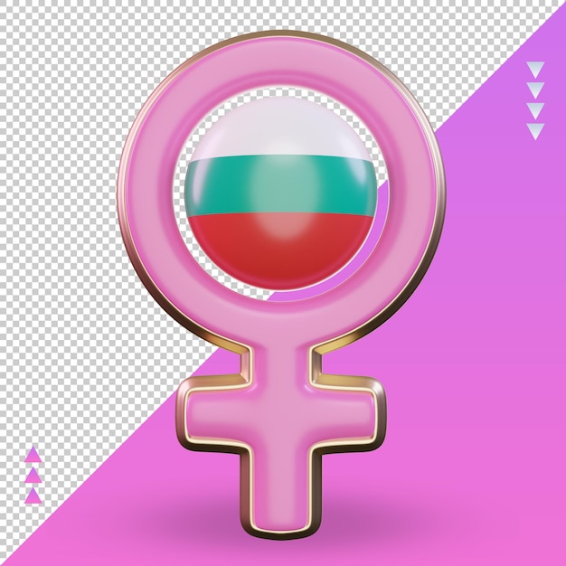 Símbolo del día de la mujer 3d bandera de bulgaria representación vista frontal