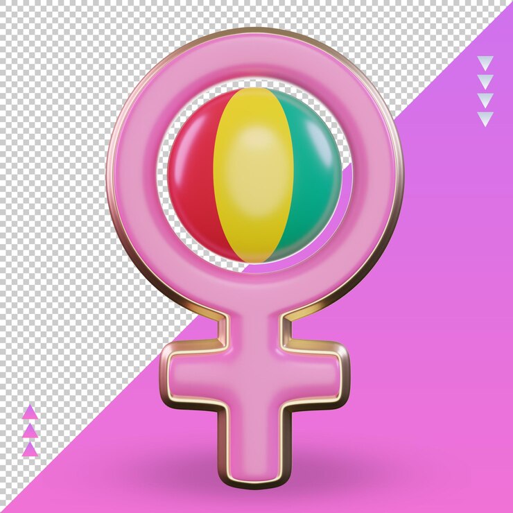 PSD símbolo del día de la mujer 3d bandera de guinea bissau representación vista frontal