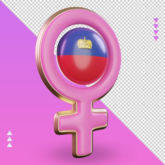 PSD símbolo del día de la mujer 3d bandera de liechtenstein renderizado vista izquierda