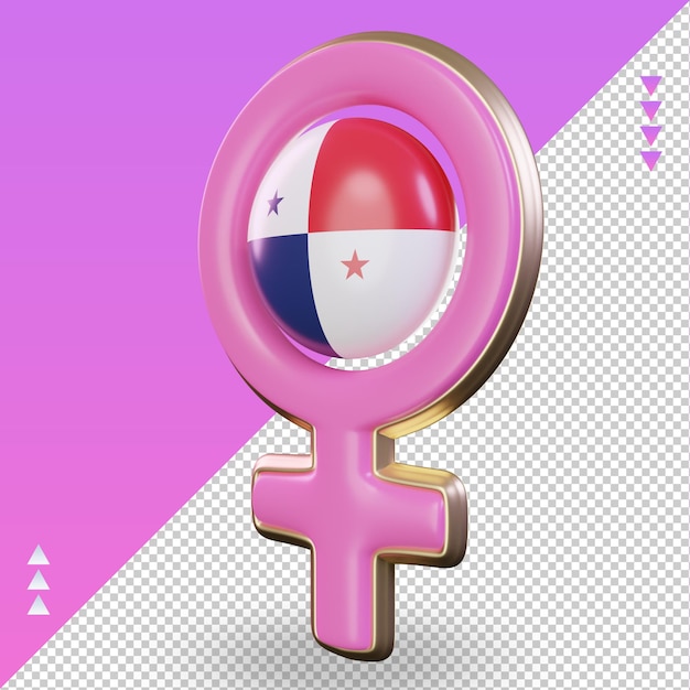 Símbolo del día de la mujer 3d bandera de panamá representación vista derecha