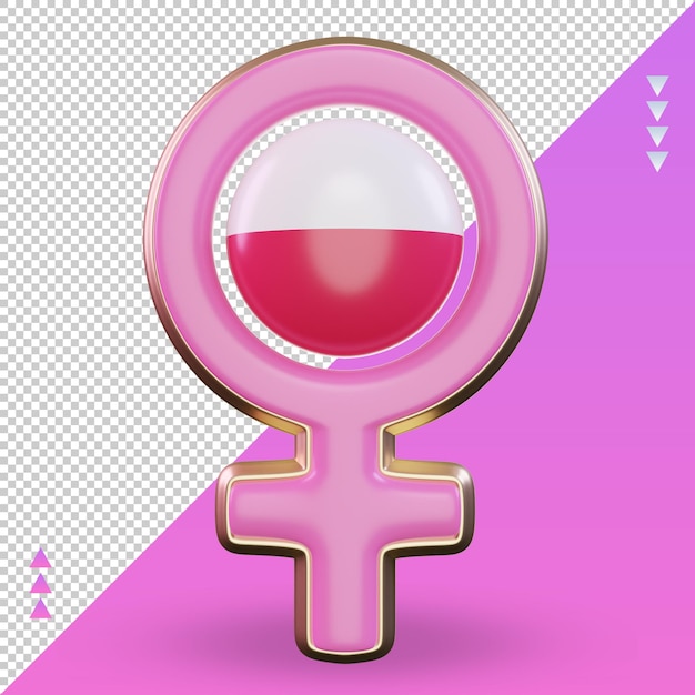 Símbolo del día de la mujer 3d Bandera de Polonia representación vista frontal