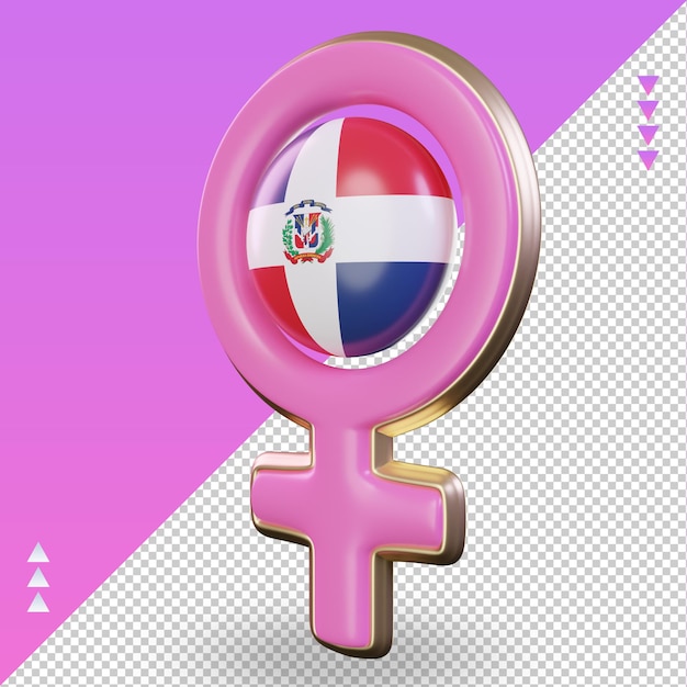 Símbolo del día de la mujer 3d bandera de república dominicana representación vista derecha