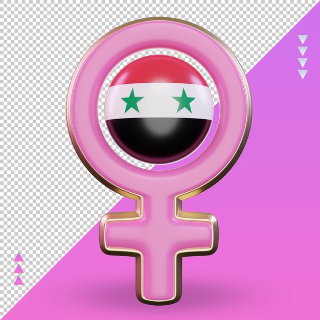 Símbolo del día de la mujer 3d bandera de siria representación vista frontal