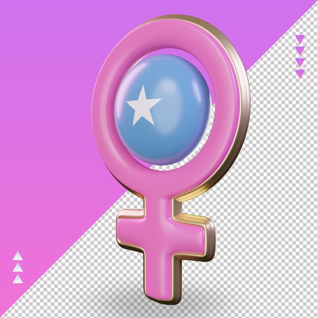 Símbolo del día de la mujer 3d bandera de somalia representación vista derecha