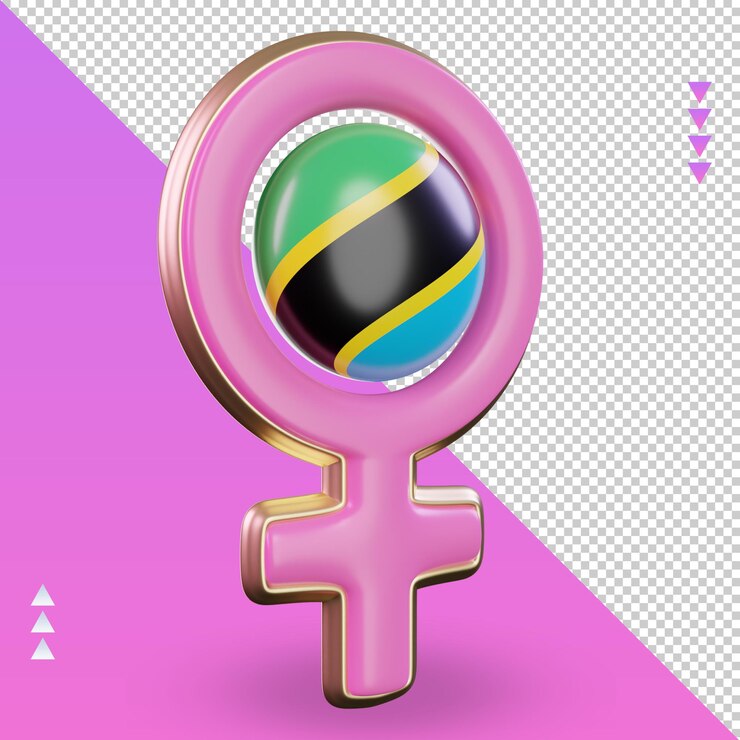 PSD símbolo del día de la mujer en 3d representación de la bandera de tanzania vista izquierda
