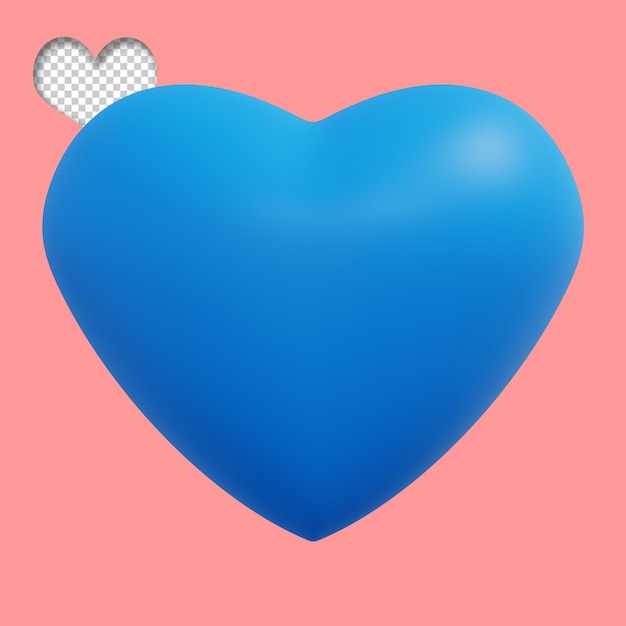 símbolo do coração 3D com cor azul
